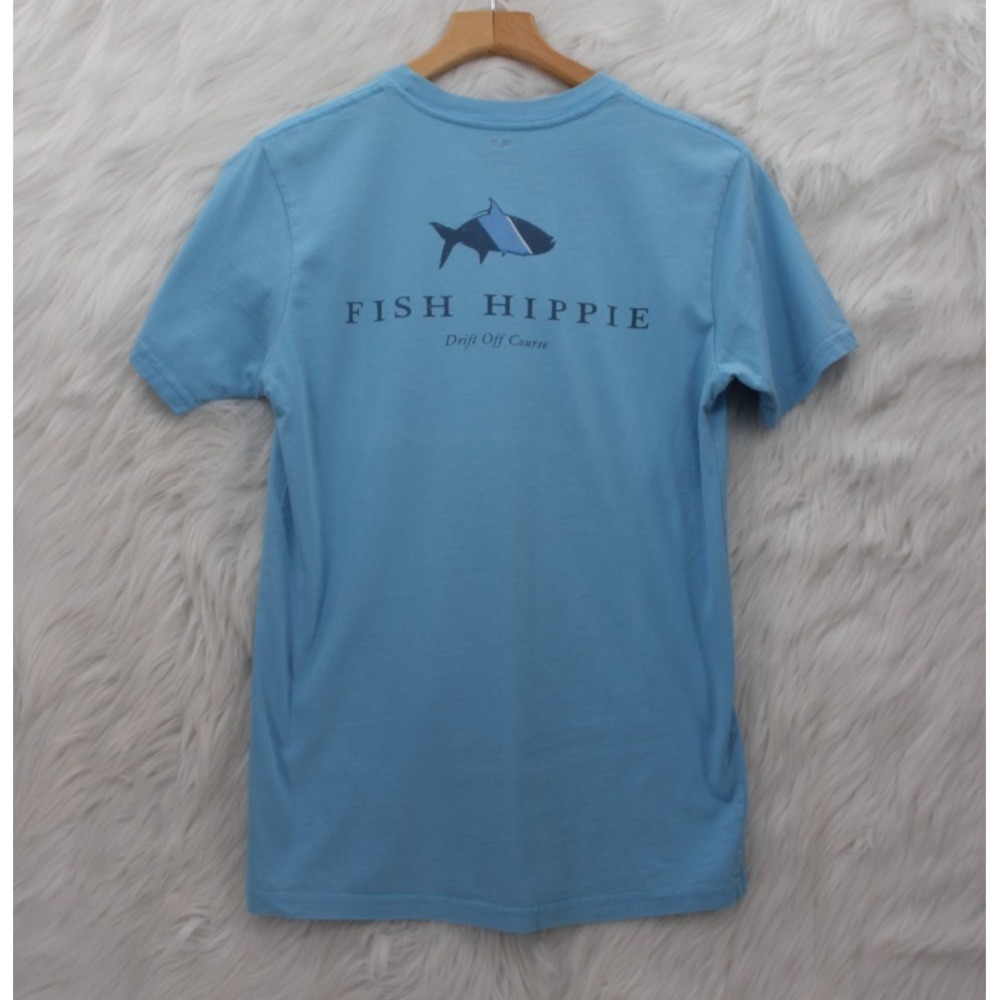 Fish Hippie S Double Graphic Blue S/S T Shirt Preppy Men's Drift Off Course